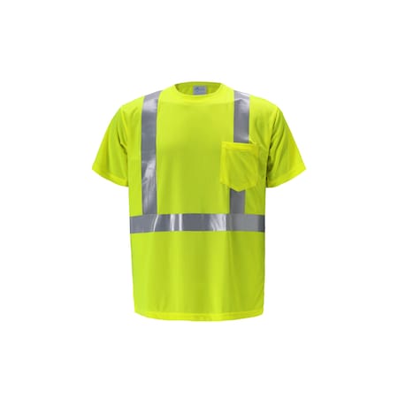 High Viz Short Sleeve Birdseye T Shirt, Medium, Lime, Class 2
